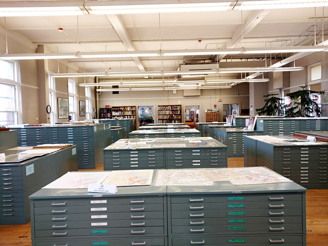 Map room view in the Robinson Map Library
