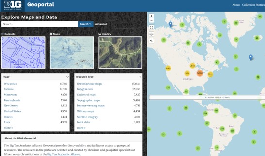 Big Ten Geoportal homepage view